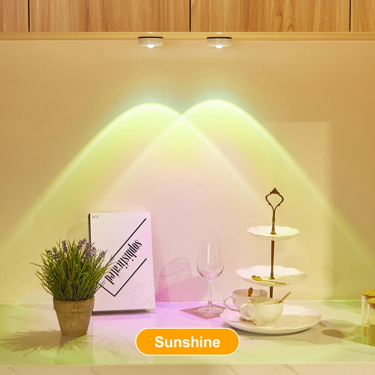 LED Sunset Projection Lamp Nylon Adhesive Sunset Cabinet Projector Touch Control Closet Lamp for Bedroom Cupboard Home Decor