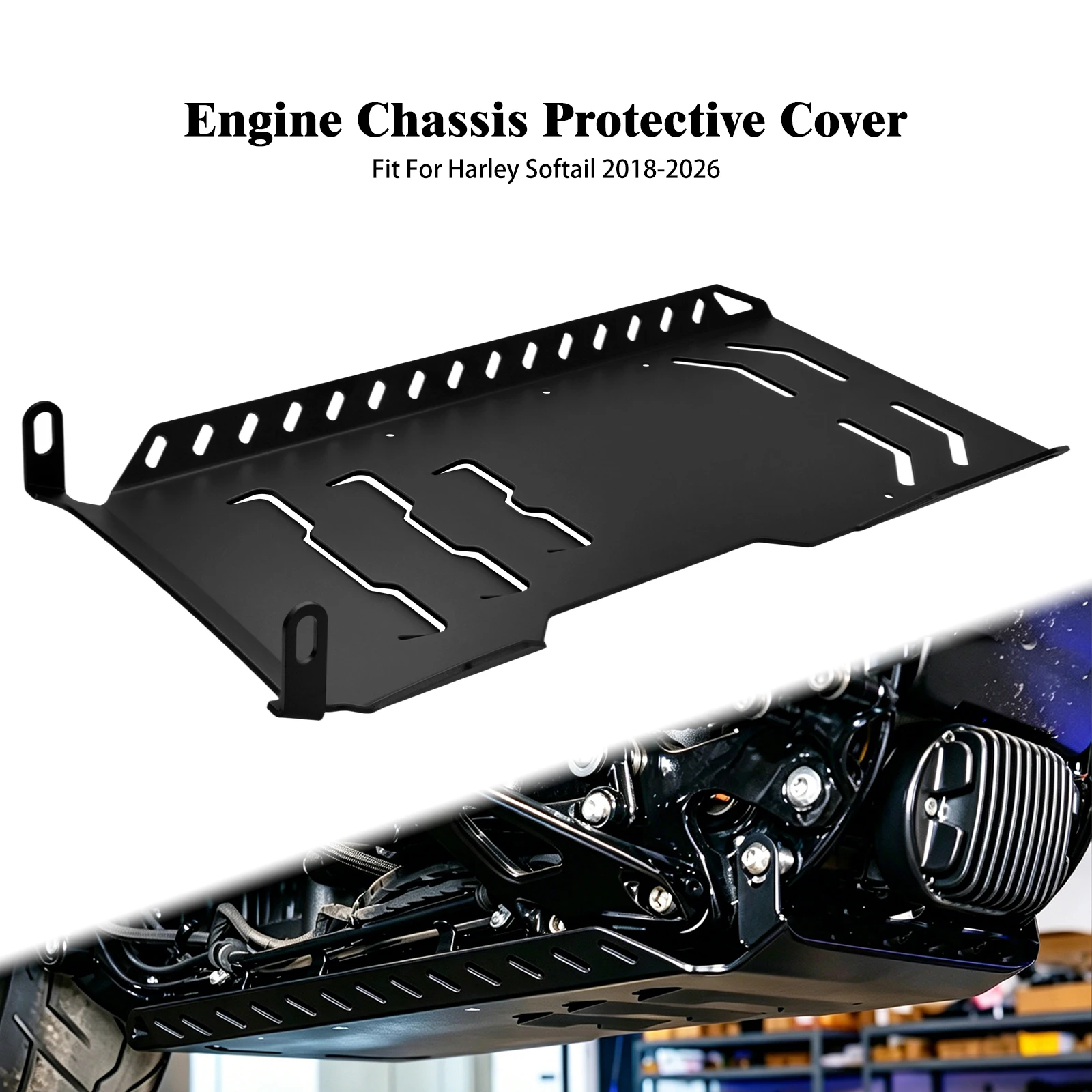 Motorcycle Lower Engine Chassis Protector Skid Plate For Harley Softail Breakout Fat Boy Street Fat Bob Slim 2018-26 Guard Cover