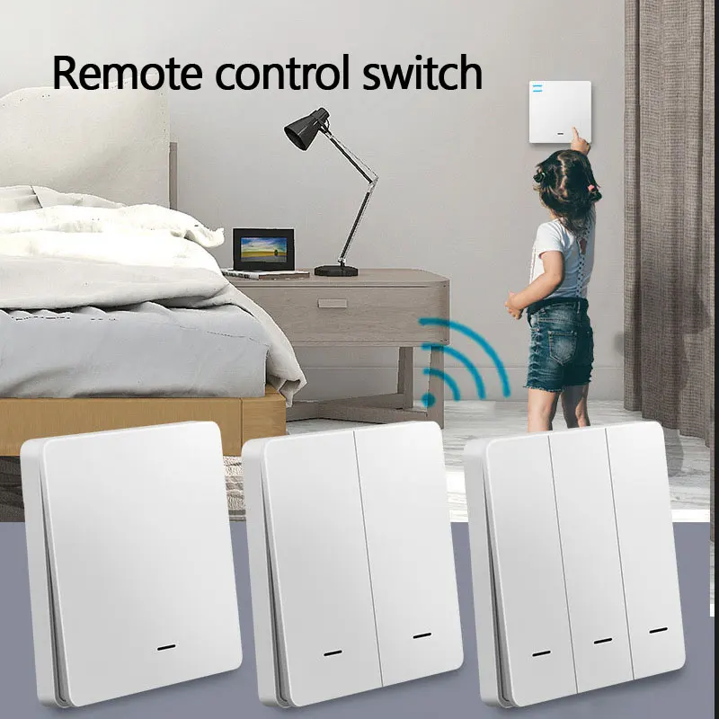 1/2/3Gang Smart Wireless Switch RF 433 Mhz 86 Portable White Home Wall Panel Buttons Remote Control Light Module Receiver 100W