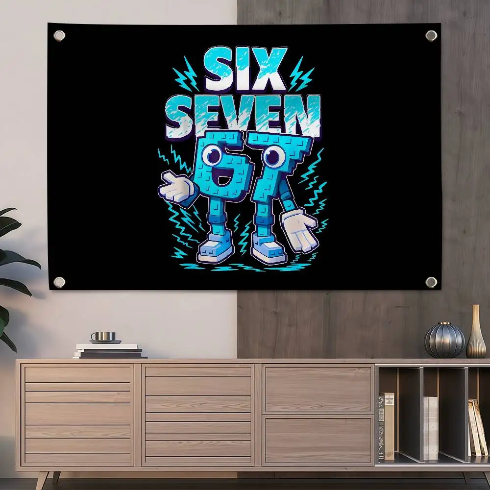 SIX SEVEN Number Luxury Art 67 150x200cm 60x90cm Flag Decoration Outdoor Picnic Party Home Camping Party Art Hanging Banner