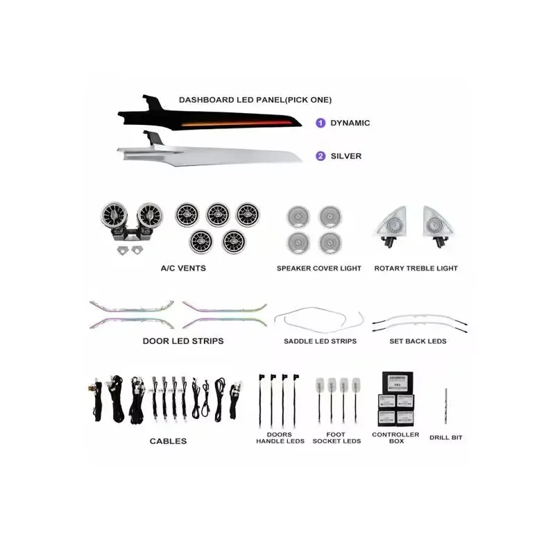 CHIMU HOME】 for W205 X253 Series Professional 1:1 Interior Ambient Lighting Kit Turbine Air Vents 3D Rotary Treble 12V