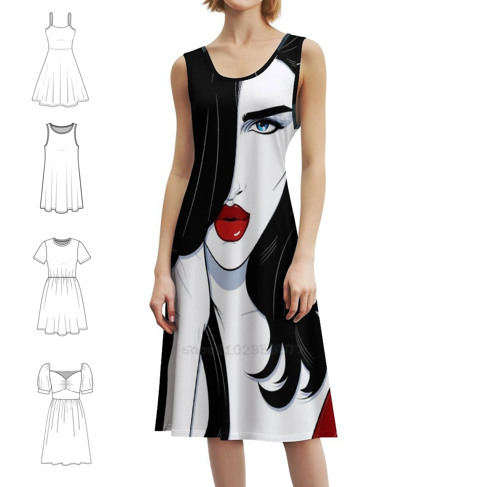 فستان روزي أحمر بوهيمي بدون أكمام للنساء مطبوع فساتين حفلات الشاطئ فن ريترو 80S نمط ناجل نمط ناجل ملابس نسائية