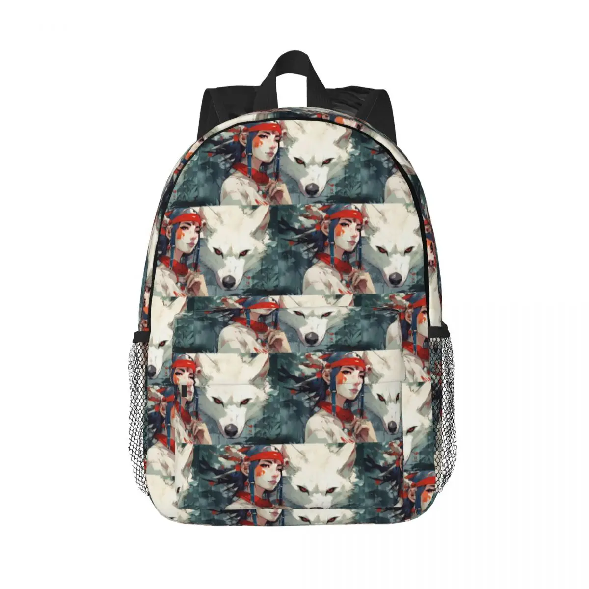 Japanese Anime Female Samurai And Wolf Backpack Daypack Large Capacity Boys Girls BookBag Shoulder Bags for Men Women School Bag