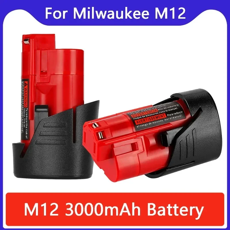 12V For Milwaukee Battery 3Ah Compatible with Milwaukee M12 XC 48-11-2410 48-11-2420 48-11-2411 12-Volt Cordless Tools Battery