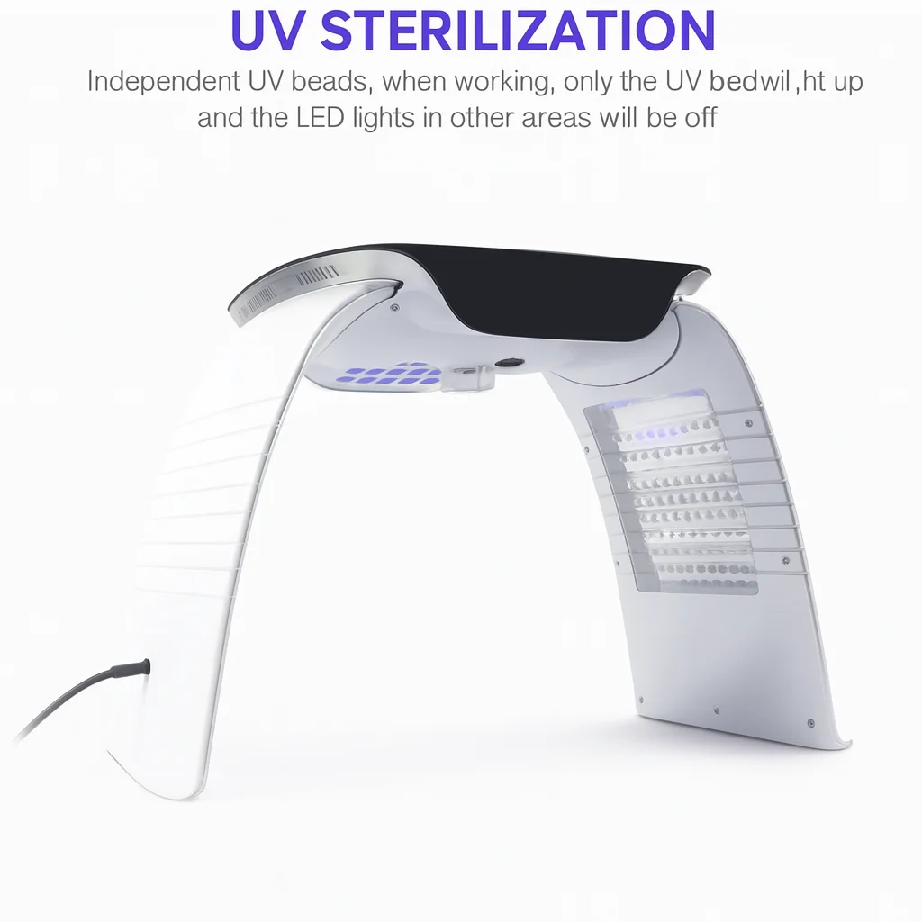 Neue 8-Farben-LED-Lichttherapie Akne-Behandlung Heiß Kalt Nano Wasserspray Hautverjüngung UV-Sterilisation Gesichtspflege Lampe