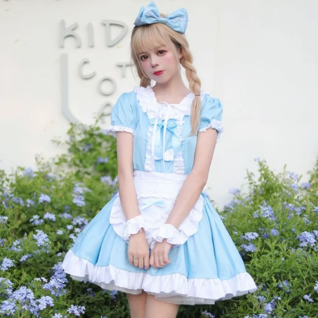 

Blue Sweet Lolita Women Anime Dress Maid Cosplay Costume Comic Con Role Dress Up Women Girl Dress Carnival Party Outfits