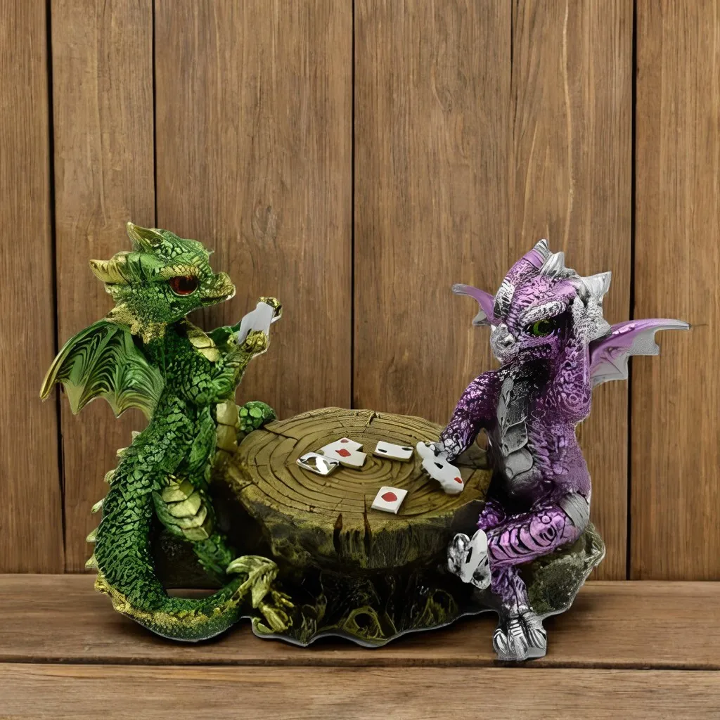 6.5-inch Dragons Playing Chess Resin Statue – Handcrafted Decorative Sculpture for Home, Office or Bookshelf Display | Unique Co view 3