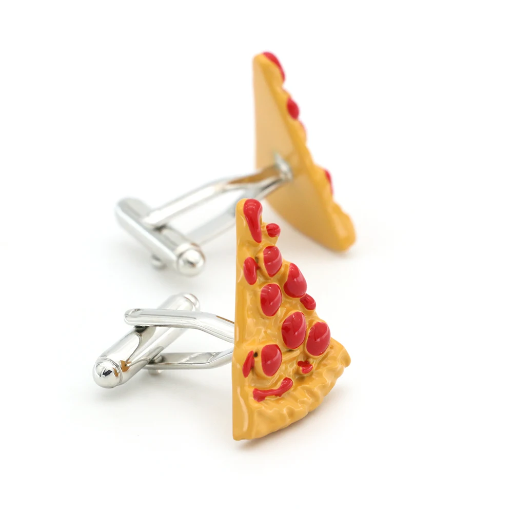 Food Design Pizza Cufflinks For Men Quality Copper Material Yellow Color Cuff Links Wholesale&retail