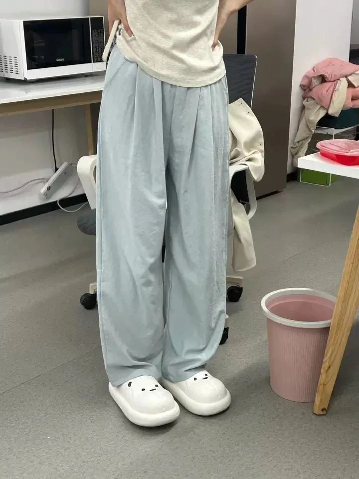 Pantalon à jambes larges irrégulier pour femme, en mousseline de soie, coupe Baggy, salon moderne, doublure polaire, velours gaufré, doublure Sherpa superposée, hiver