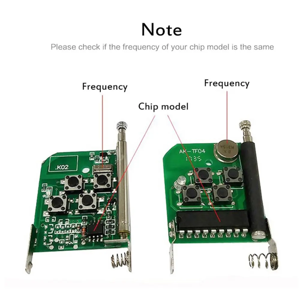 433MHz Copy Remote Control Electric Garage Door Duplicator Fixed Code Learning Code Rolling Code 12V 4-Button Transmitter