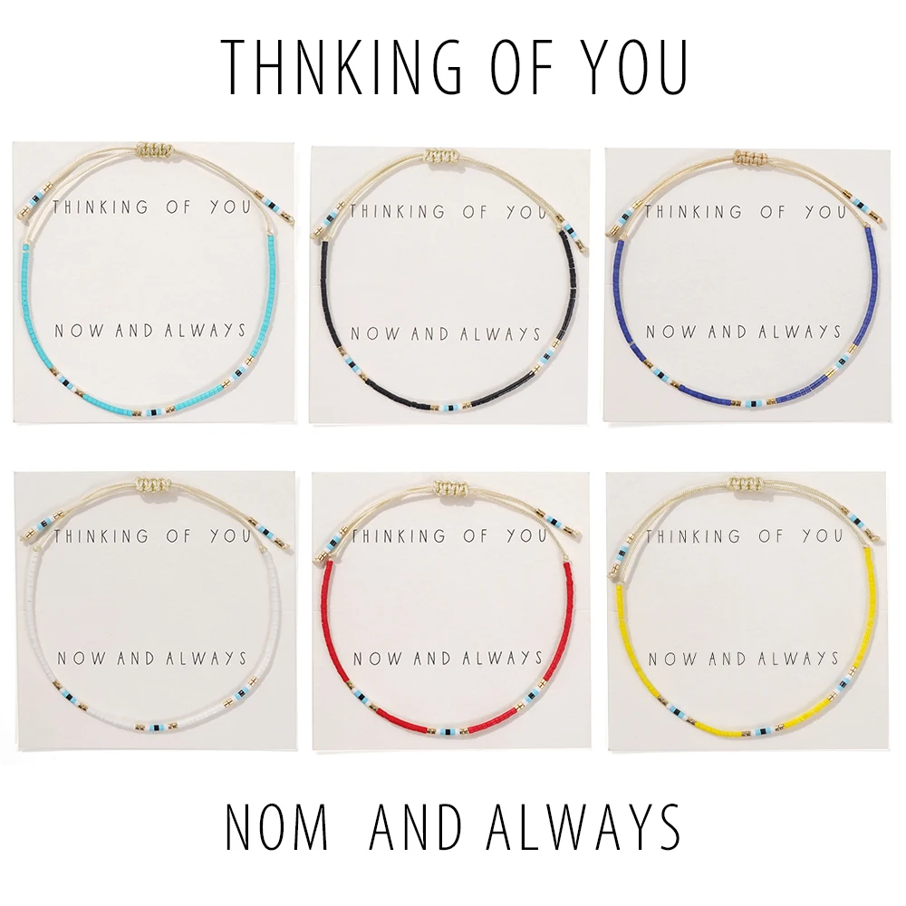 

Go2boho Colorful Glass Bead Bracelet Set with Gold Beads Adjustable Friendship Bracelets for Women Summer Jewelry