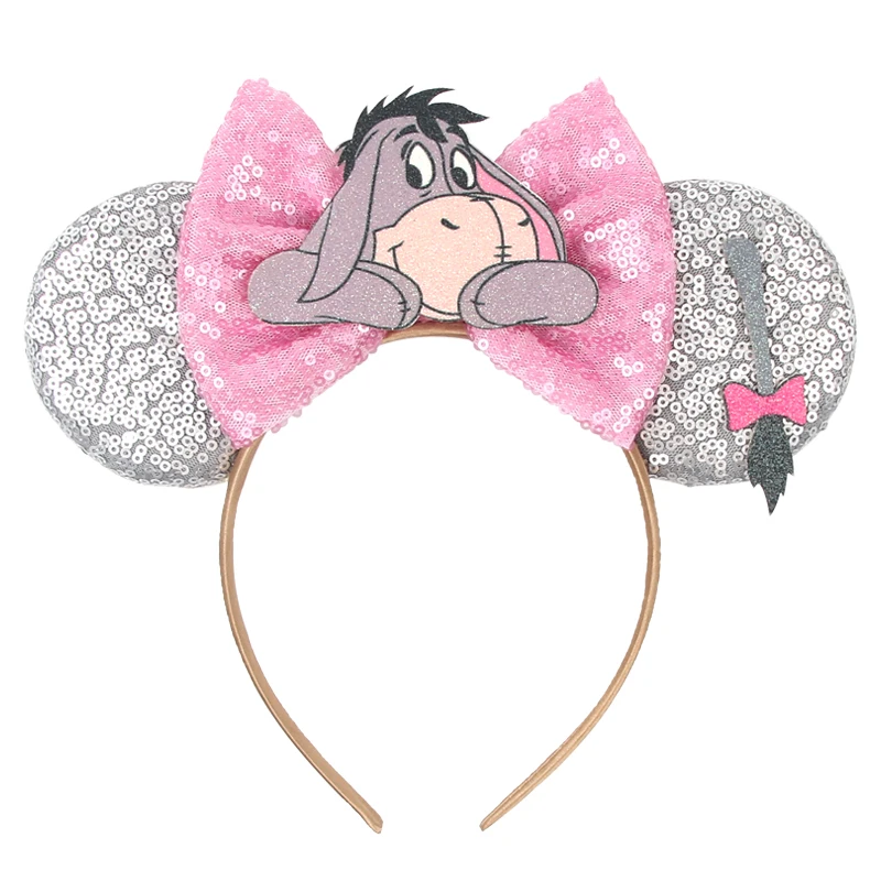 2024 Disney Winnie The Pooh Ears fascia per capelli con fiocco di paillettes per ragazze ragazzi Festival Party accessori per capelli fai da te