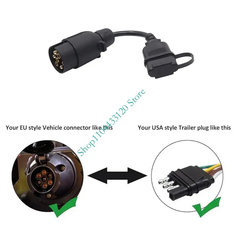 Weather Resistant 7 Pin European To 4 Pin US Trailer Wiring Adapter Built Using PVC Shell And High Grade Copper Terminals