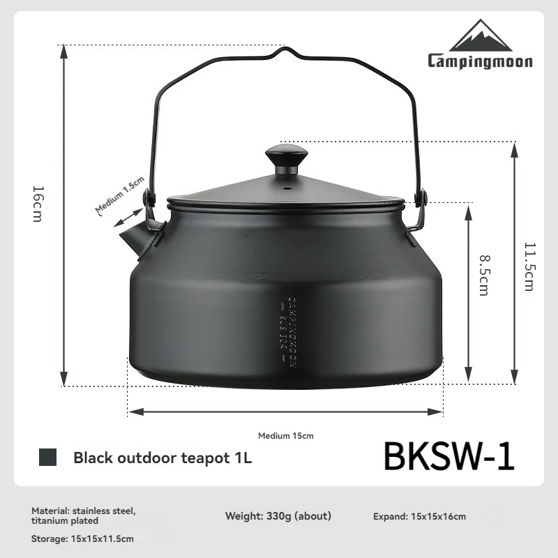 

CAMPINGMOON BKSW-1 Stainless Steel Teapot Portable Outdoor Kettle for Camping Picnic Coffee Brewing Camping Cookware Equipment