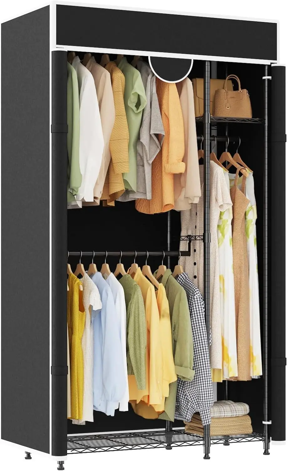 Heavy Duty Clothes Rack with Cover Portable Wardrobe with Storage Shelves | Adjustable Closet System 720 lb Capacity, Customized