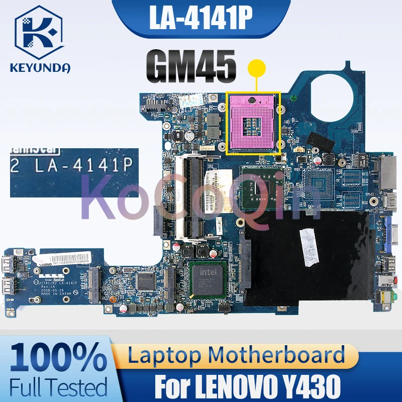 For LENOVO Y430 Notebook Mainboard LA-4141P GM45 Laptop Motherboard Full Tested