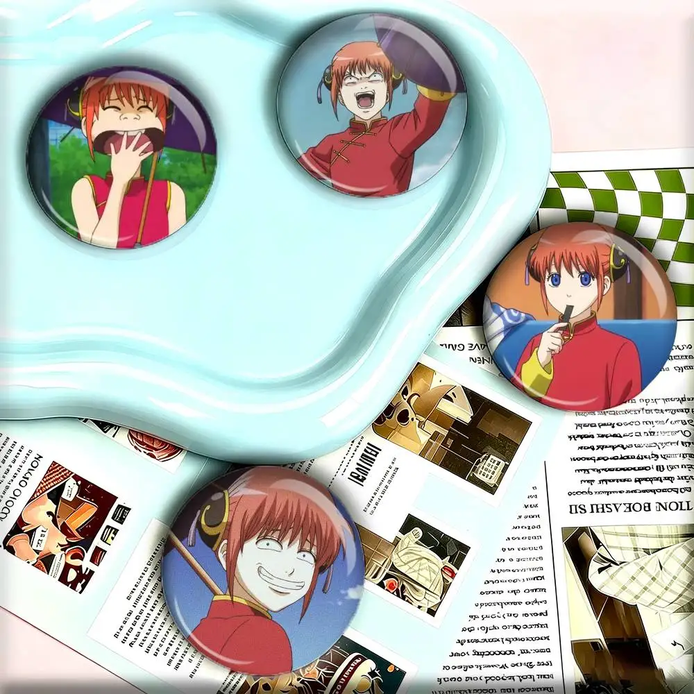 Anime G-Gintama K-kagura  25 32 44 58 75mm Badges Personalized Round Brooches Pins Accessory Gift