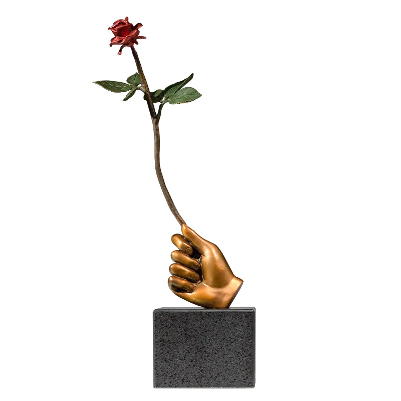 

Brass, hand-held rose branch bird colored copper handicraft ornament