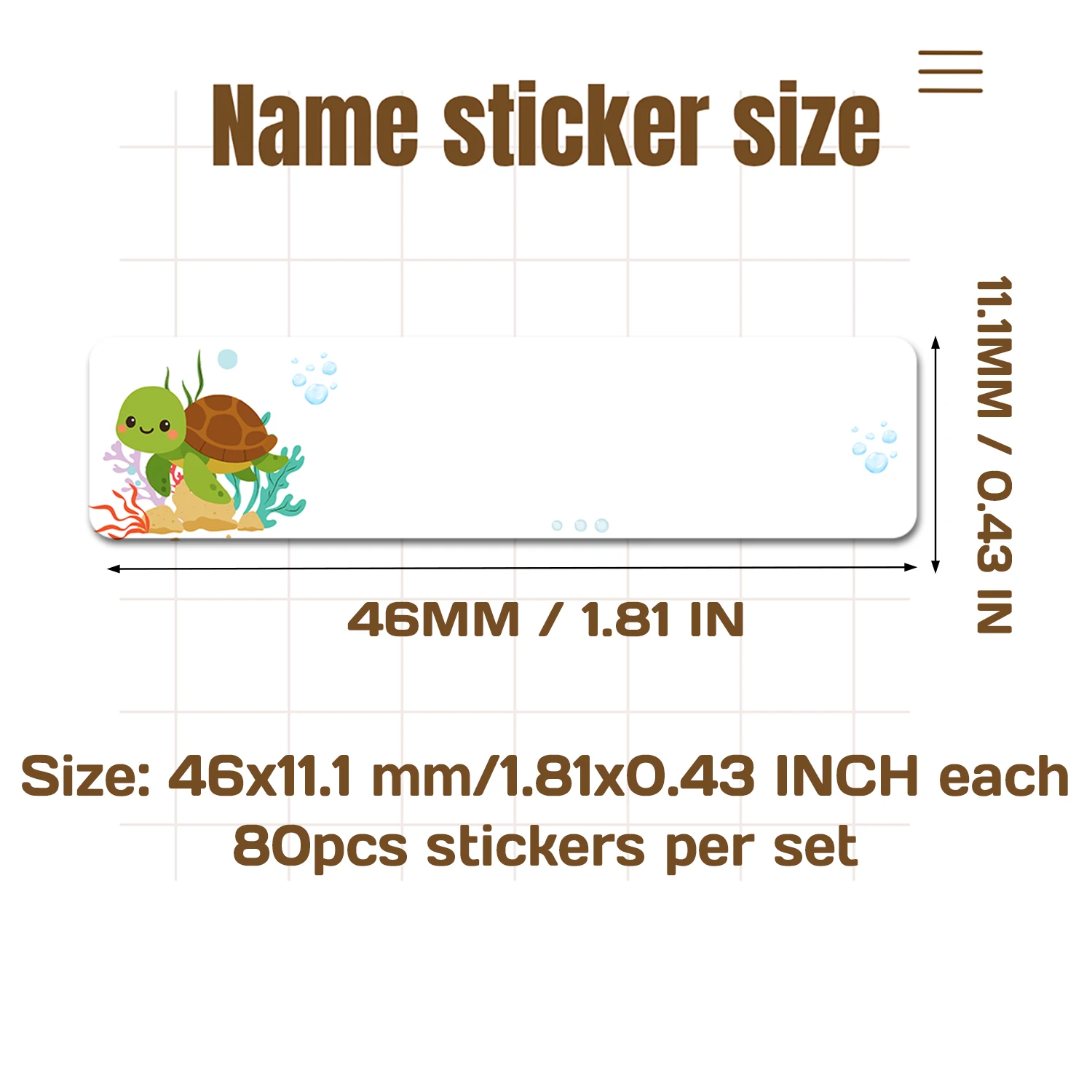 80/160/240pcs Personalized Name Stickers Custom Waterproof Labels Stick on Tag Kids Teacher Parents School Daycare - Turtle