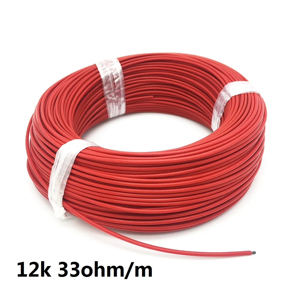 High Quanlity 12K 33ohm/m Fluoroplastic Carbon Fiber Heating Cable 10/15/20m Warm Floor Heating Wire