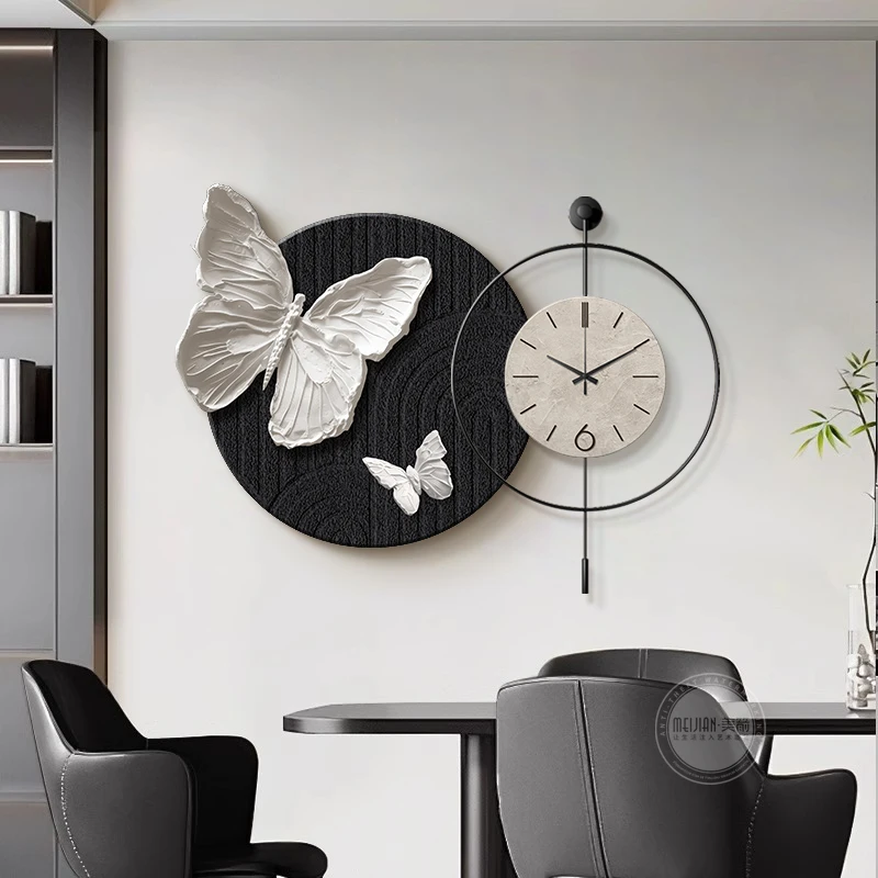 

Unique Aesthetic Wall Clock Black Fancy Round Nordic Design Wall Clock Art Pendulum Decoracion Salon Casa Room Decorarion