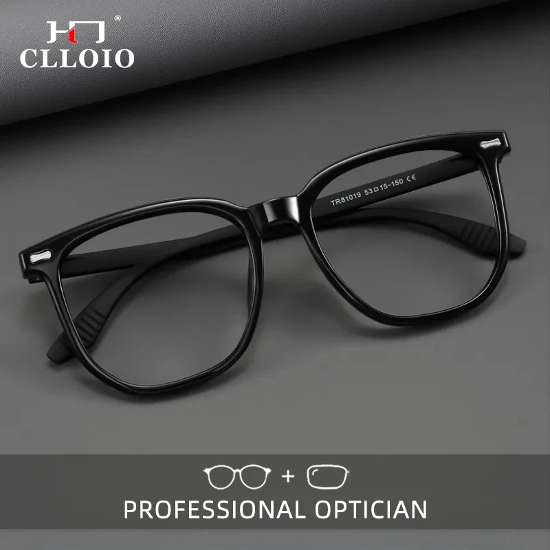 

CLLOIO Retro Casual Style Versatile Reading Glasses TR90 Frame Titanium Temple Anti Blue Light Progressive Prescription Eyewear