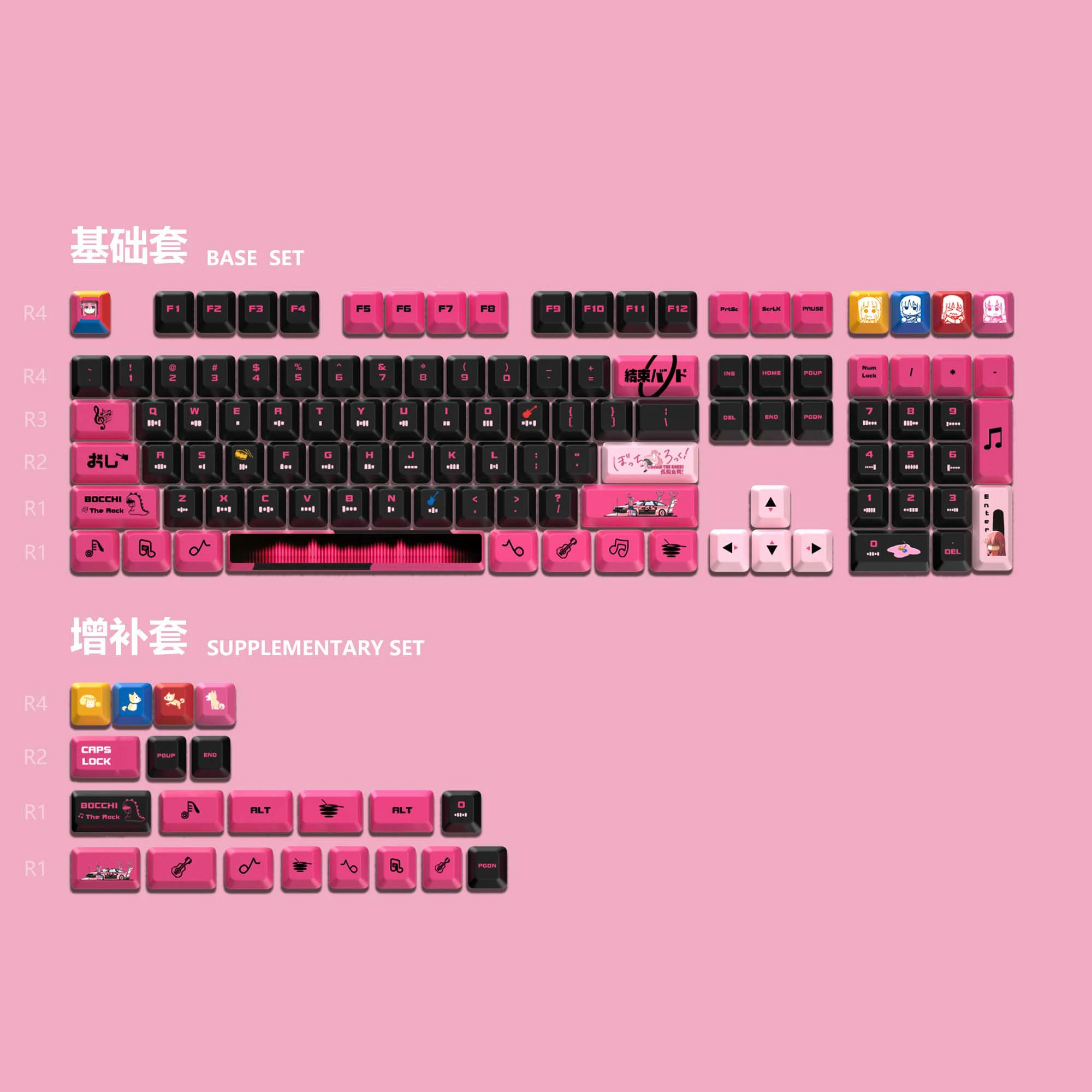 Imagem -03 - Bocchi-o Keycap Tema Rock Pbt Keycap Personalizado Perfil Cereja Acessórios de Teclado Mecânico Anime Rosa Cereja