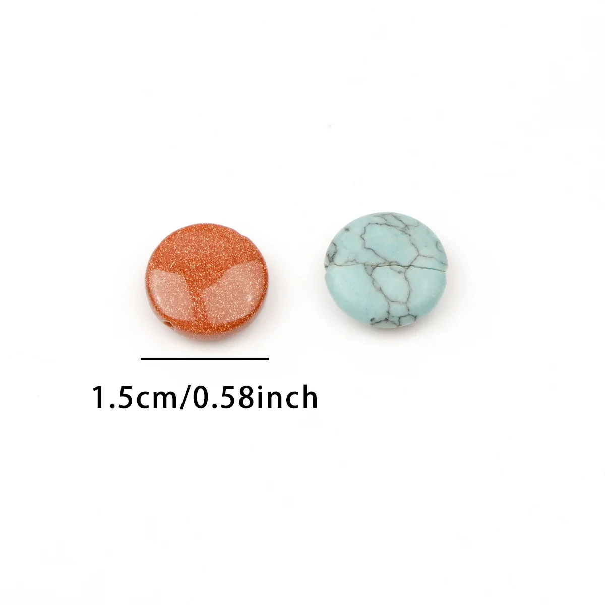 12mm/15mm Natural Flat Round Coin Shape Mix Natural Stone Beads For Jewelry Making Loose Beads DIY Accessories