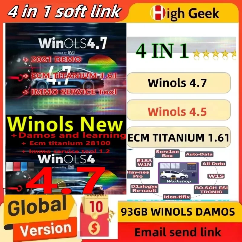

2025 NEW Winols 4.7 VMware with 93GB Winols Damos Pack+Ecm Titanium 1.61+Immo Service tool 1.2+Damos and learning+Video Guide