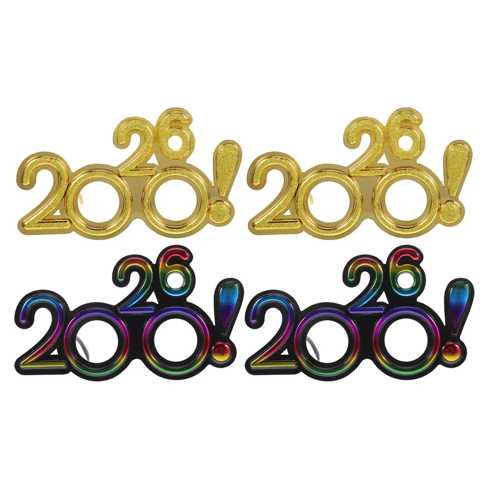 

4 Pcs Glasses New Year Party Accessories Years Eve Props Happy Photobooth Decorations Picture