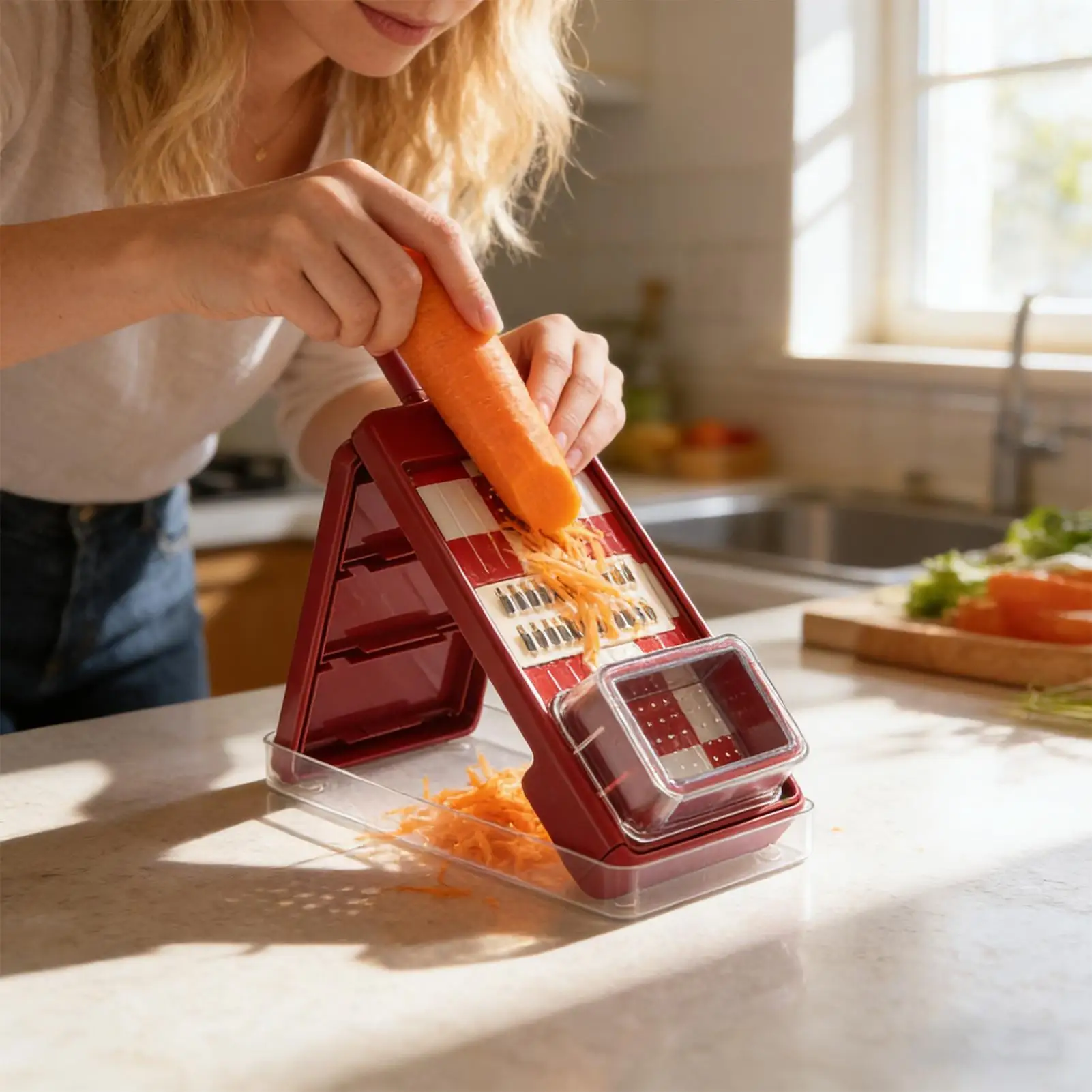 

Vegetable Chopper 4-in-1 Food Shredder Slicer Household Carrot Grater For Kitchen Home Restaurant Salad Vegetable Fruit Cheese