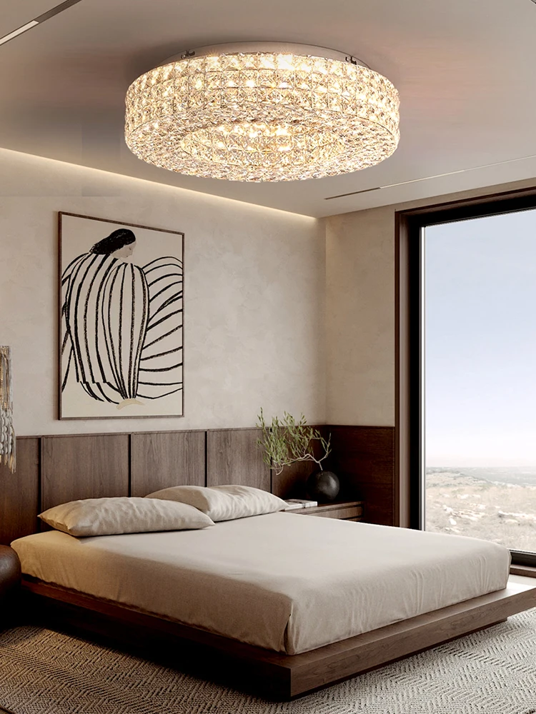 Luxury Round Ceiling Lights Gold/Chrome Modern Circle Home Decor Stainless Steel K9 Crystal Lustre for Living Room Bedroom