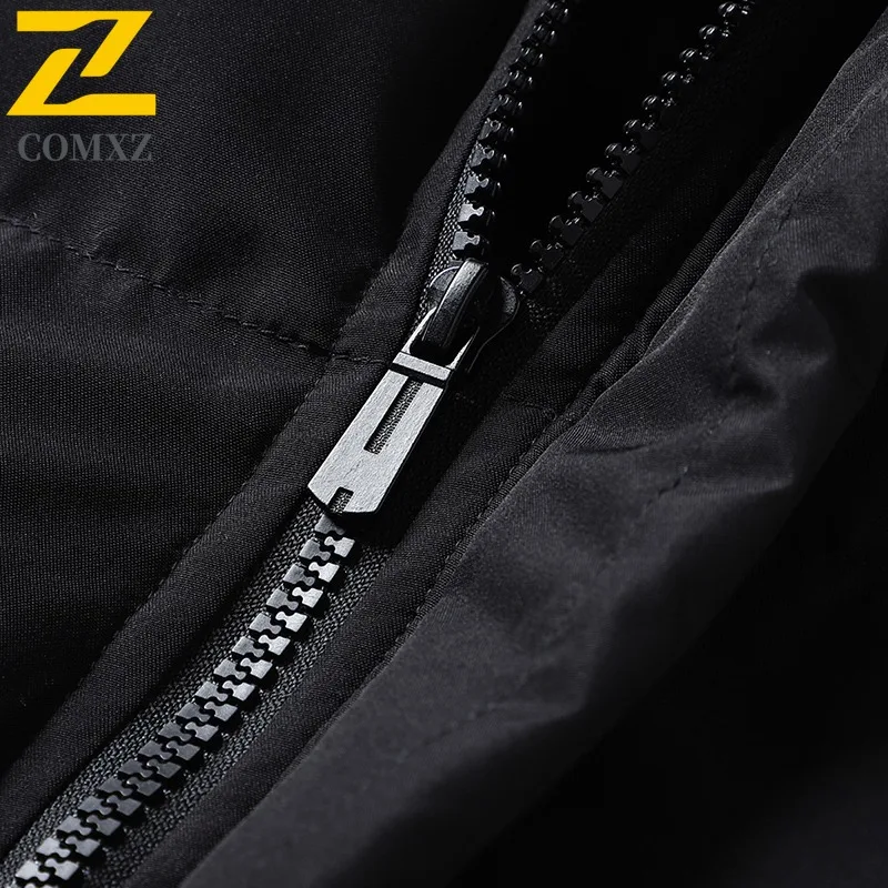 COMXZ Luxurious New Padded Jacket Business Leisure Windproof Jacket Men Travel Anti-Cold Stand Collar Plus Size Winter Outerwear