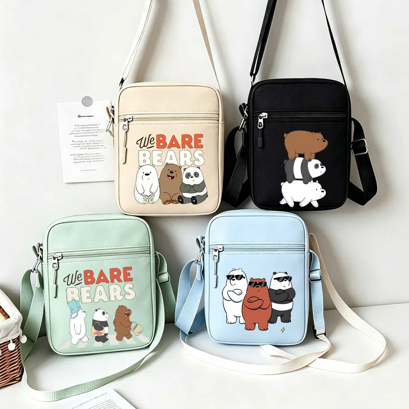 We Bare Bears Women Men Shoulder Bag Fashion Mini Oxford Mobile Phone Bag Crossbody Bag Kawaii Ladies Waist Pack Wallet Gift