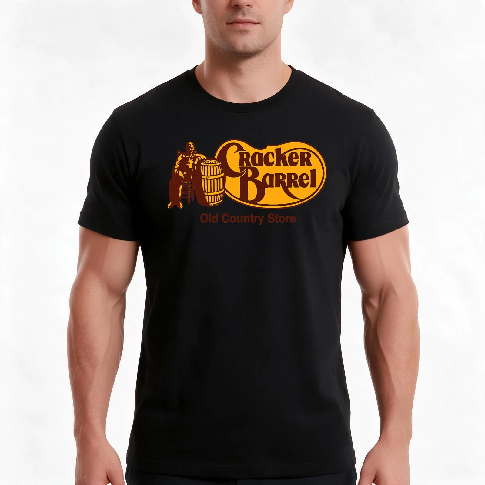 Cracker Barrels Restos T-Shirt, Summer Casual Cotton Tee, Oversized Streetwear Tops, Vintage Graphic Print, Unisex Men Women