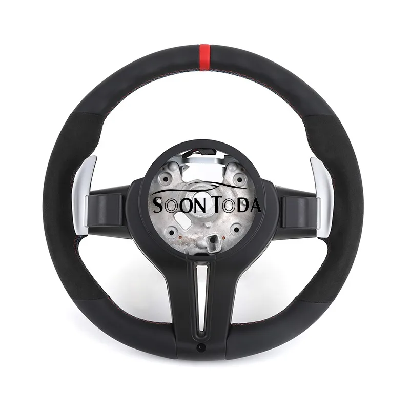 Slim Shift Paddle Red Decor Strip Tactical Sport Steering Wheel, Custom Refit Parts Fit Multi Chassis Luxury Sedan & Crossover U view 2
