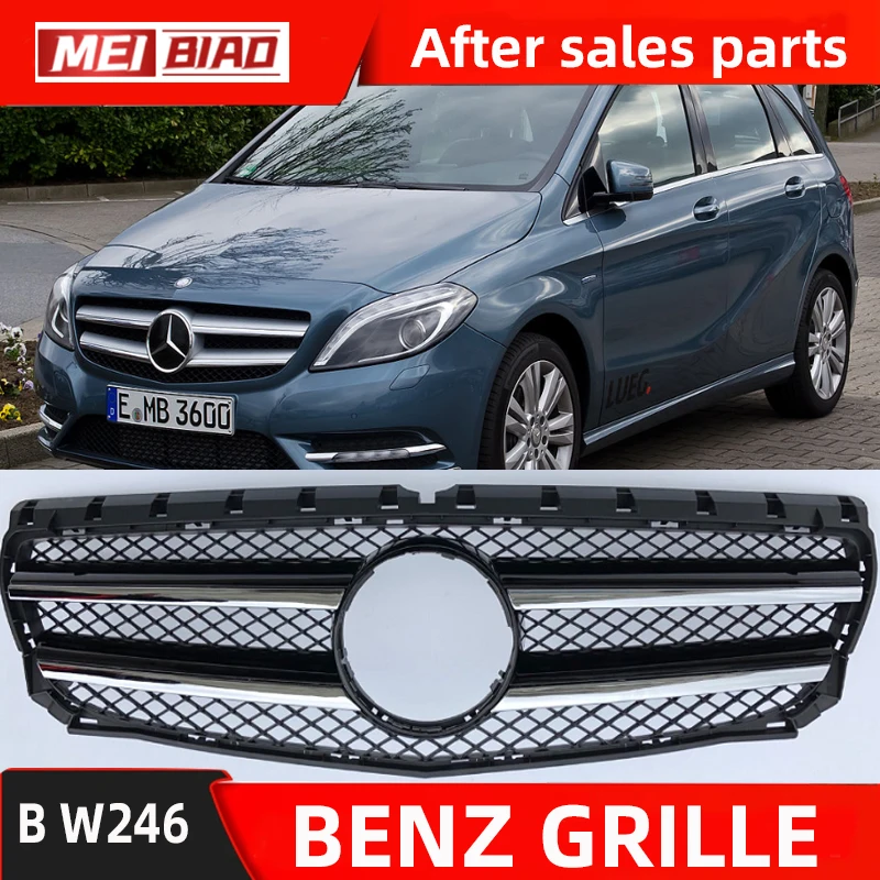 For Mercedes Benz B Class W246 Front Grille Middle Net Gril Black Replace Part  Oem Number  2468801483 2468801283