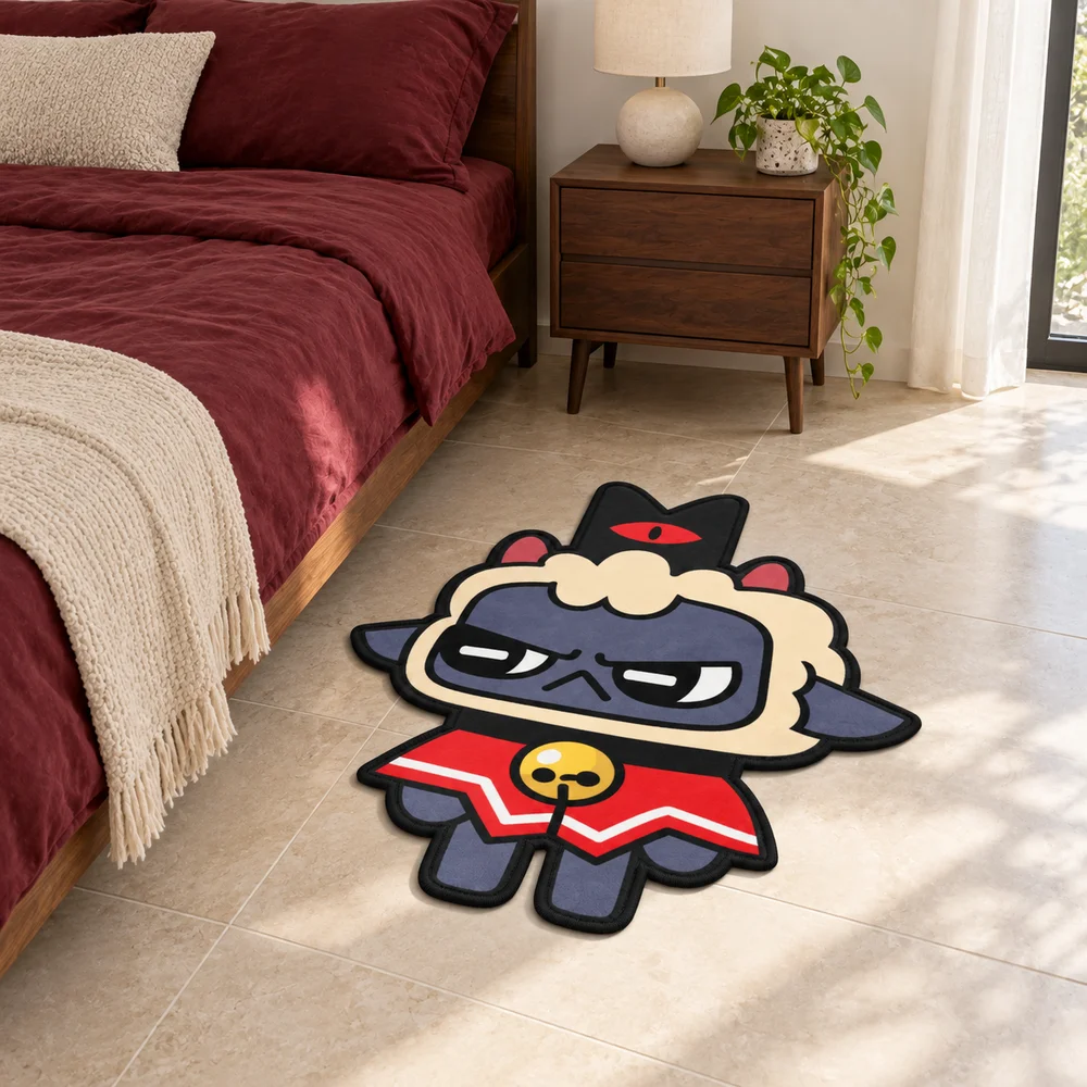 Dark Lamb Red Cloak Crown Shaped Area Rug Cult of the L-Lamb Flannel Indoor Mat for Bedroom Living Room Entryway Indoor Carpet