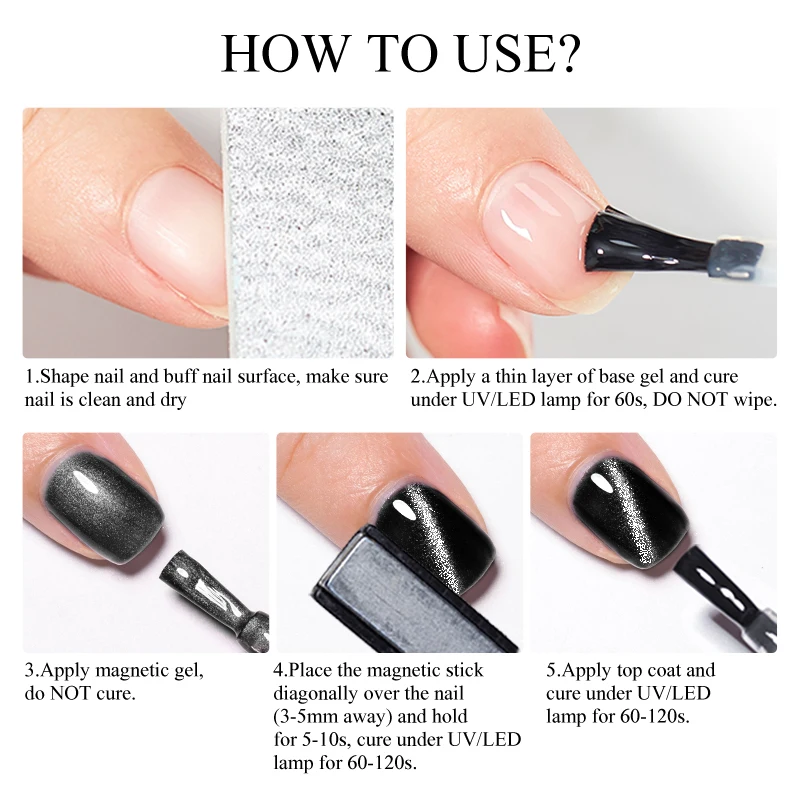Mtssii-9D Black Crystal Cat Magnetic Gel Esmalte, Espumante, Glitter, Camaleão, Semi Permanente, Soak Off, Arte, Verniz