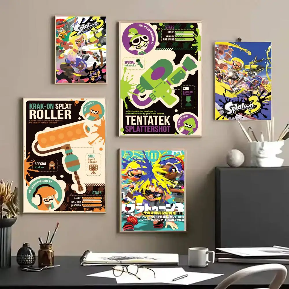 Game S-Splatoon Poster HD Self-Adhesive Wall Stickers Mural Painting｜Decals for Bedroom & Living Room｜Home Decor Gift