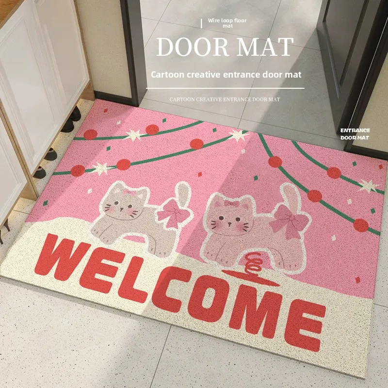 

Мультяшный придверный коврик для дома, для улавливания пыли и грязи, с возможностью обрезки, шелковистый круглый, большой входной коврик