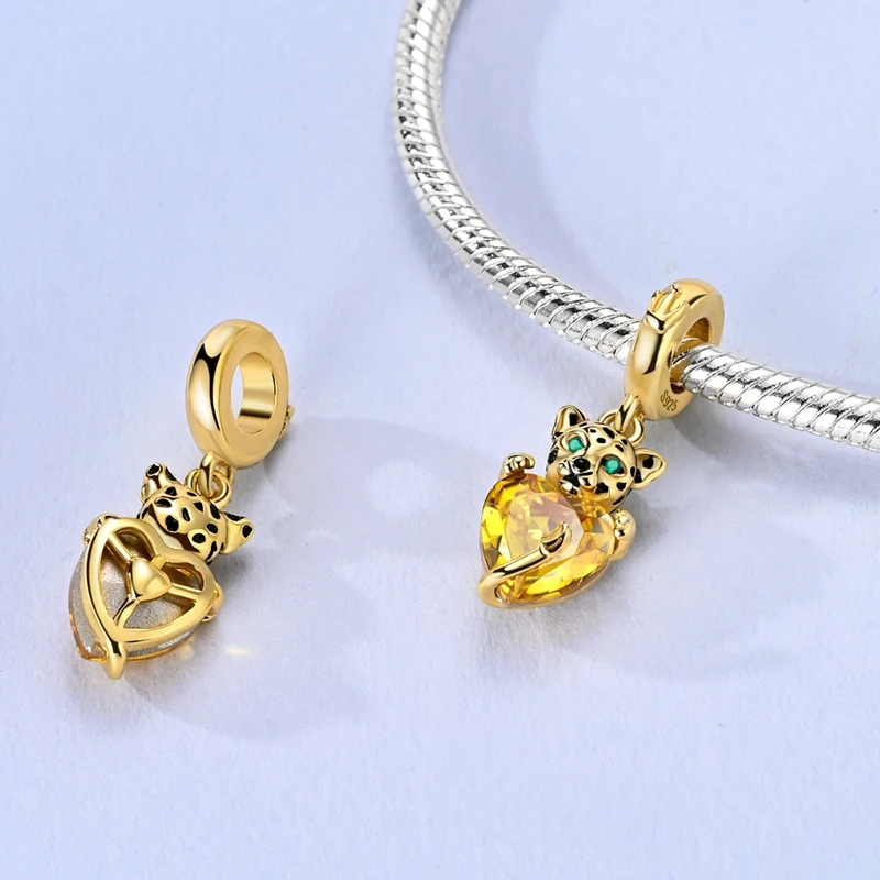 925 Silver Dog Charms Cute Cat Elephant Elegant Cheetah Beads Fit Original Bracelet DIY Birthday Jewelry Gift