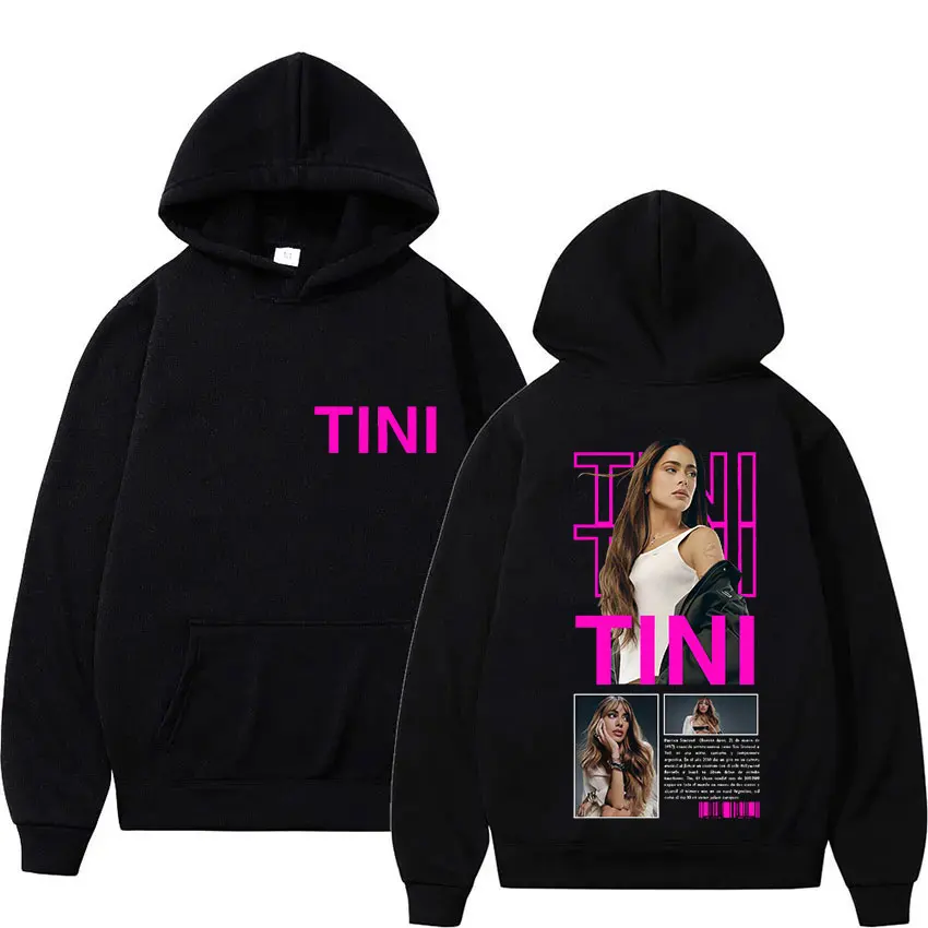 المغني TINI Fectura Tour 2025 Merch هوديي الرجال النساء خمر كنزة بمقاس كبير البلوز عادية عالية الجودة كم طويل هودي