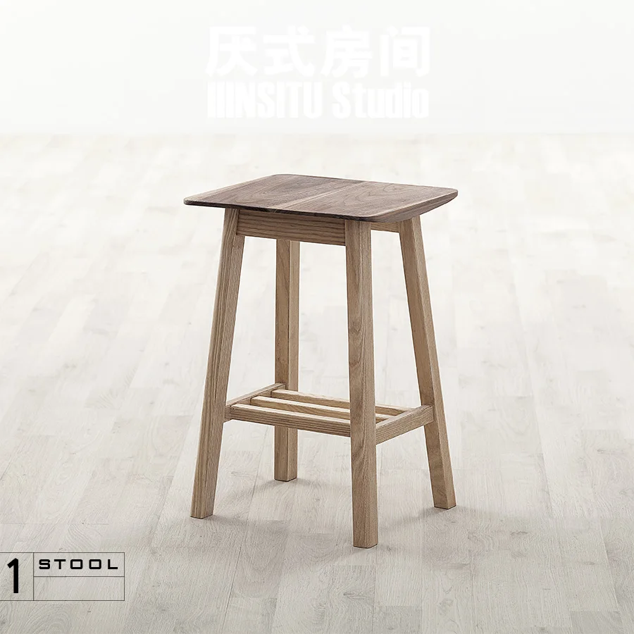 LMM door shoe change stool solid wood bar stool entrance Nordic style storage