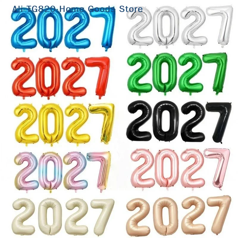 [TG820]Multicolor 2027 Number Balloons 16/32inch Foil Balloons New Year Eve Christmas Graduation Birthday Party Decoration