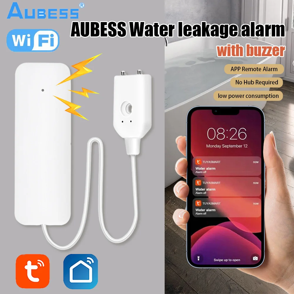 Tuya WiFi Water Leakage Sensor Flood Water Leakage Alarm Smart Home Automation Residential Security Protection Smart Life App