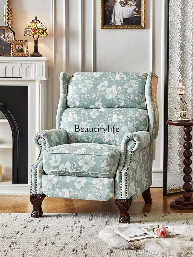 

01Retro style single chair single sofa light French living room bedroom furniture casual senior tiger chair