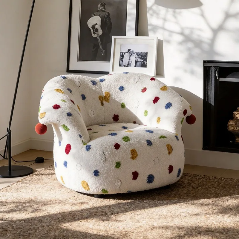 Dopamine clown sofa chair casual single chair designer high sense color polka dot lazy sofa small sofa, clown sofa chair