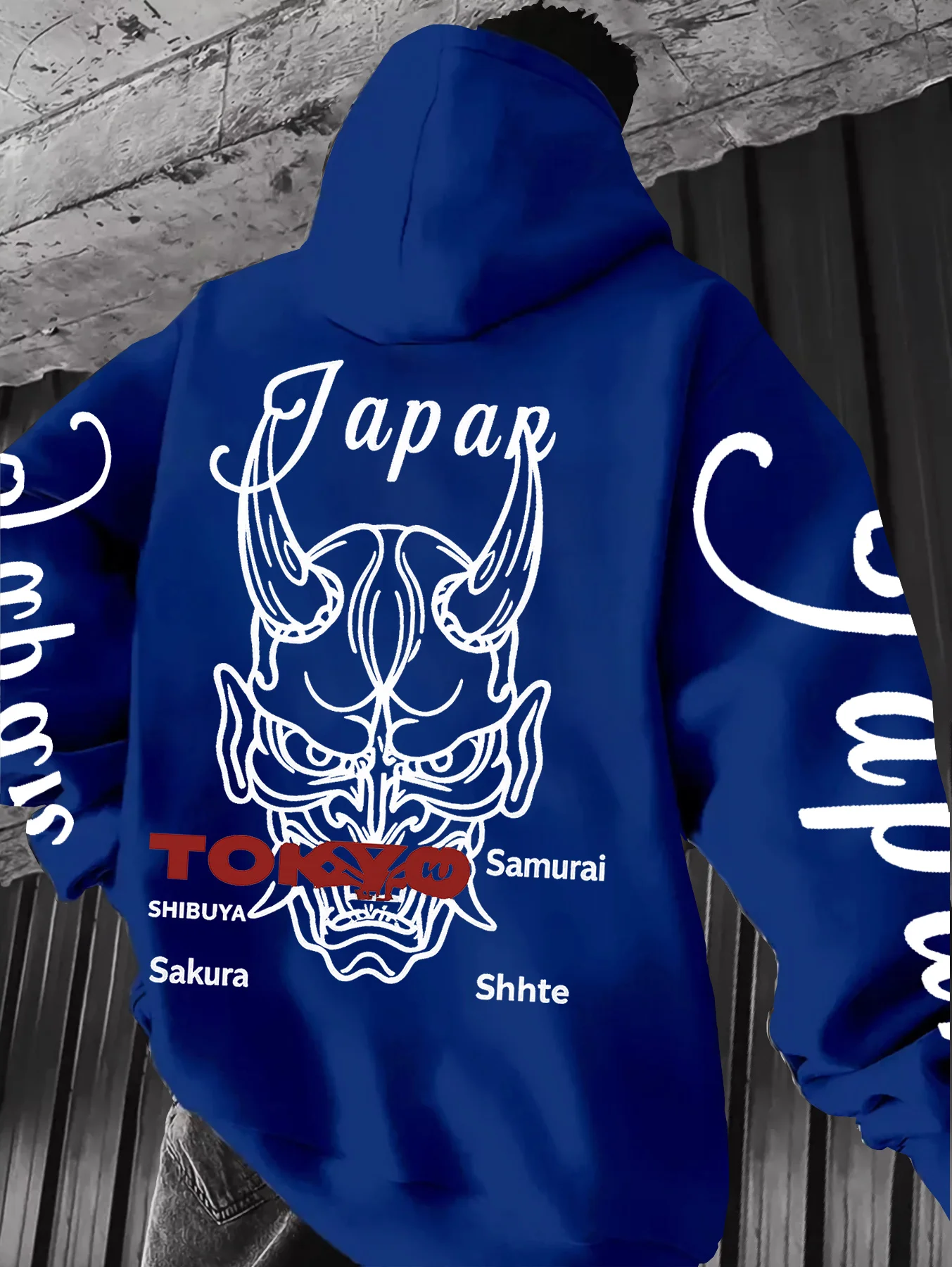 Trendy and Fashionable Japanese Samurai Ghost Print Hooded Sweatshirt Y2K Oriental Elements Couple Unisex Hoodie