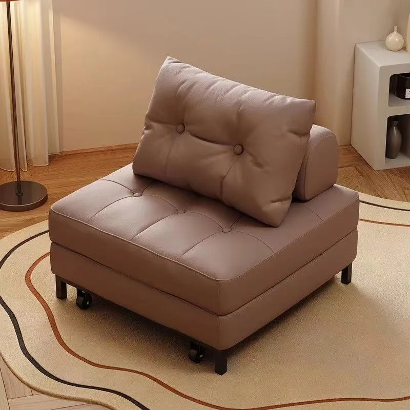 Cream single sofa bed small apartment tatami apartment rental room square puff sofa retractable